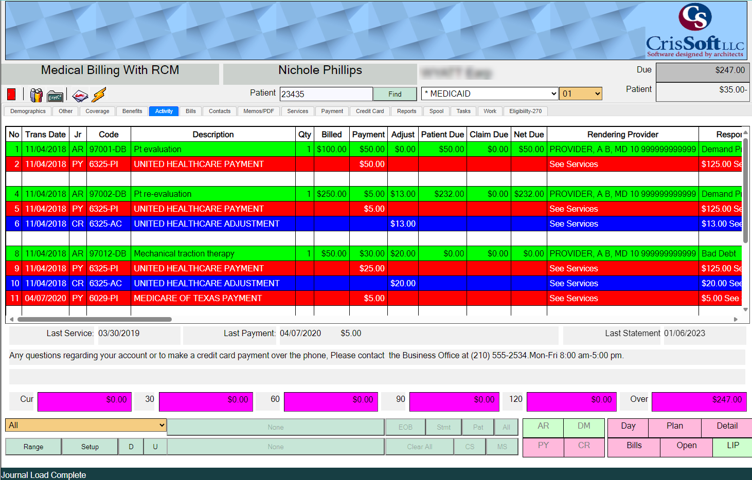 Mercury One Plus Software - Activity Screen