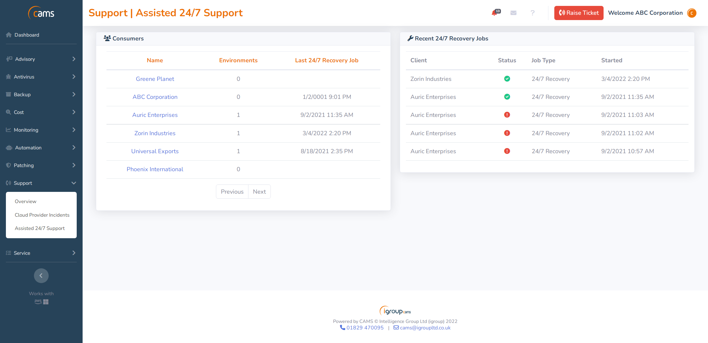 CAMS Software - 24/7 Assisted Support