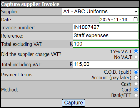 EZBeanZ Software - EZBeanZ capturing supplier invoices