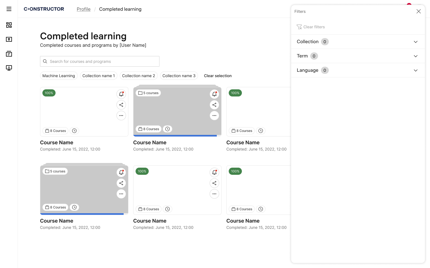Constructor Learn screenshot: Completed learning
