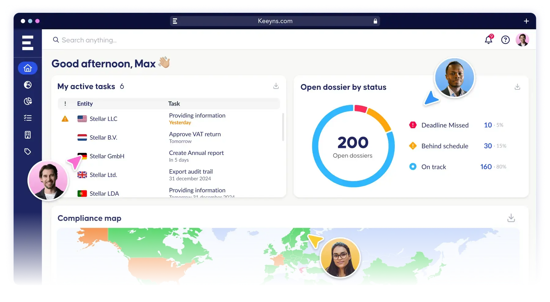 Keeyns screenshot: KEEYNS active tasks