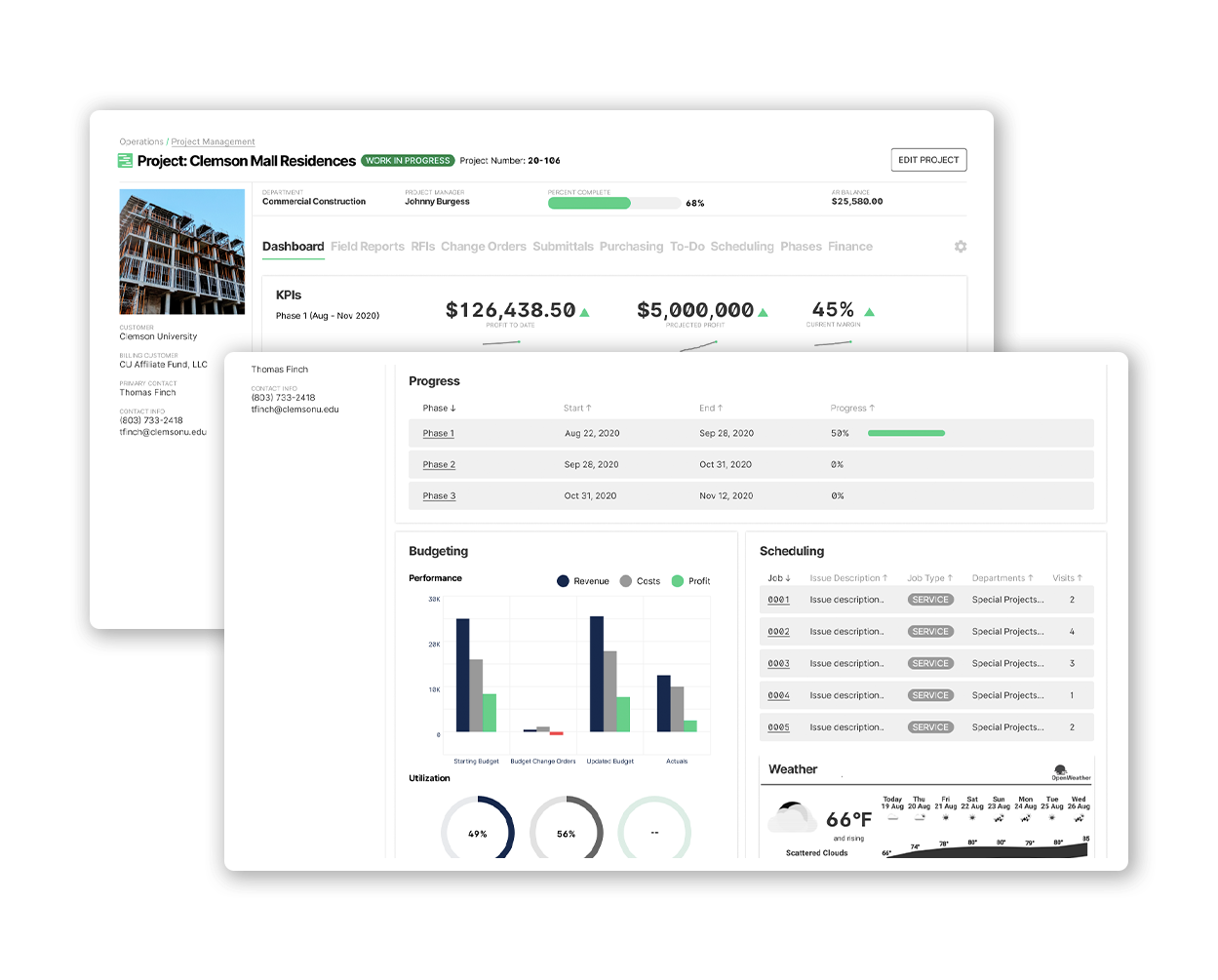 BuildOps Software - BuildOps Project Management: Deliver on schedule + within budget with full visibility into the critical KPIs (+ more):
- Projected profit + profit to date
- Margins
- Budgeting, job costing + utilization amounts
- Even the weather on location
