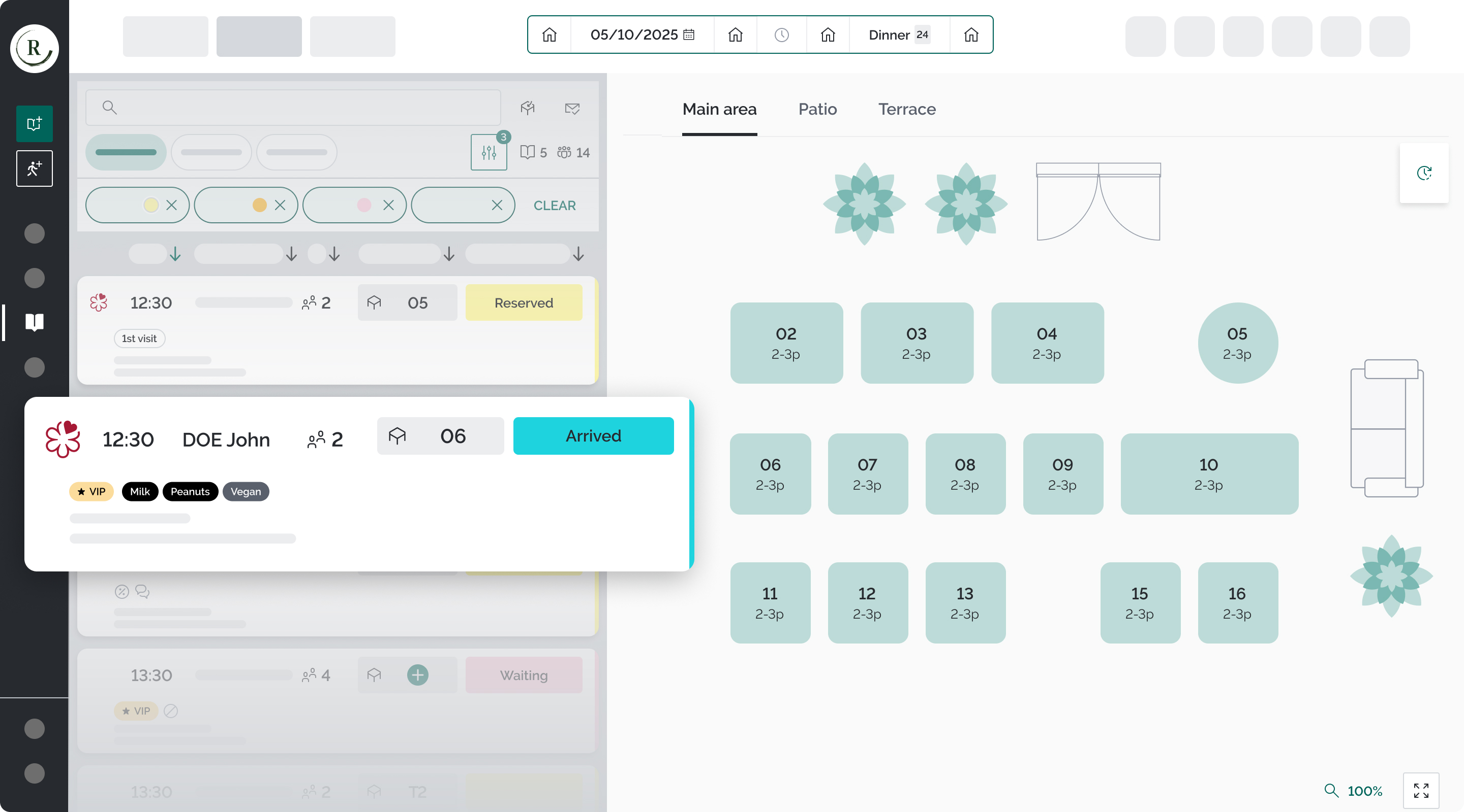 TheFork Manager screenshot: TheFork Manager table assignments