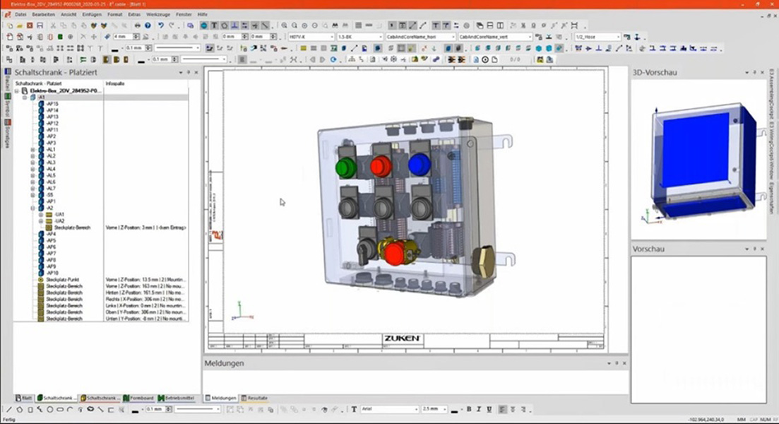 3D visualization of an electrical switch panel