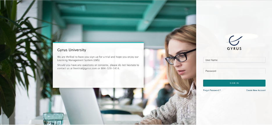 GyrusAim screenshot: Login Page