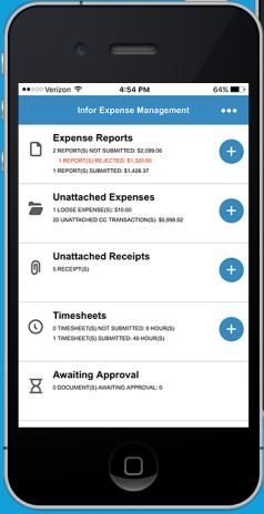 Infor Expense Management mobile interface