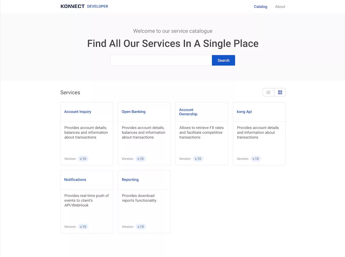 Kong Konnect screenshot: Kong Konnect servicehub