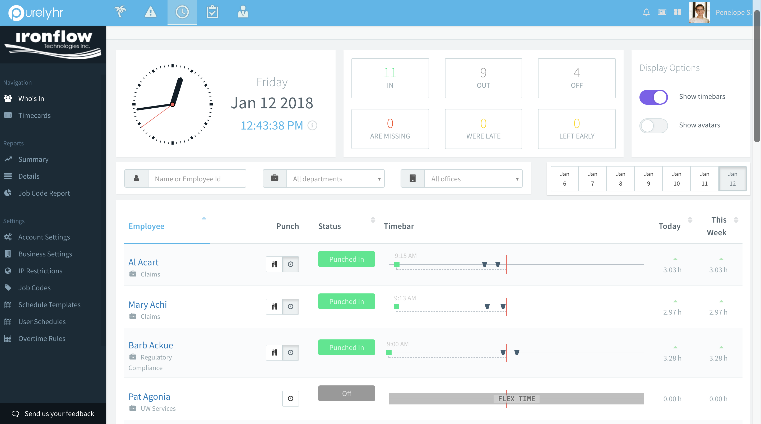 PurelyHR Software - Time-Clock. Punch in & out. Simple as that.