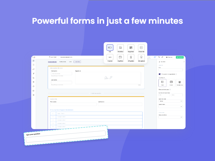 Pristo screenshot: Pristo forms