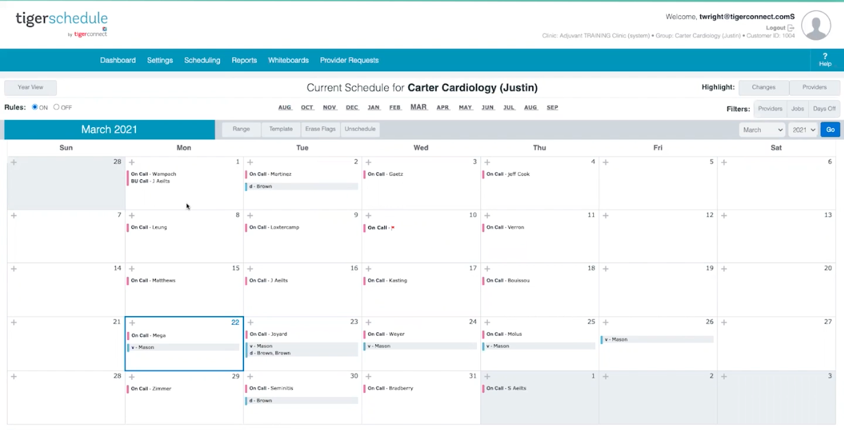 TigerConnect Physican Scheduling Software - TigerConnect Physician Scheduling desktop view provides multiple fast and easy ways for admins to set up schedules -- including automatically based on custom, configurable rules.