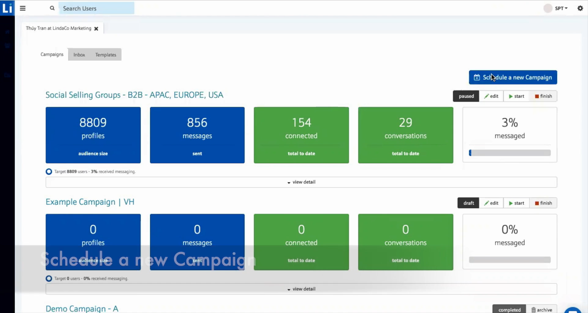 Linda Software - Linda schedule campaigns