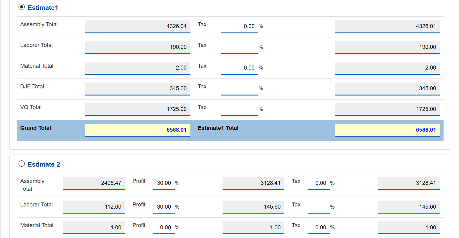 Estimate Choice
