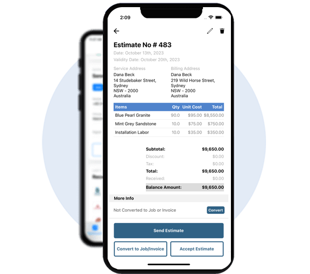 Bestmate screenshot: Bestmate estimates