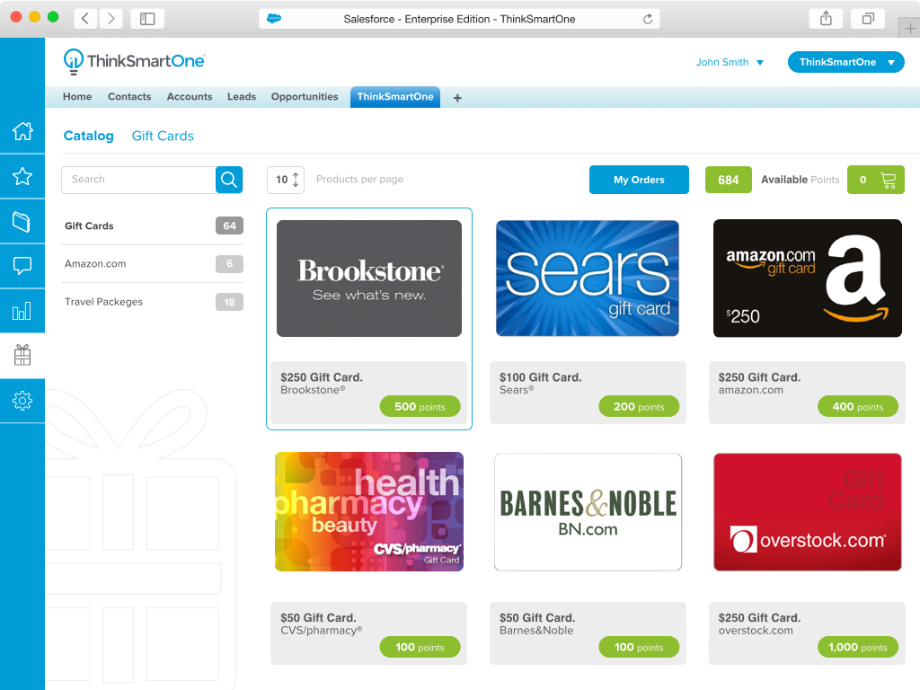 ThinkSmartOne Software - Reward Catalog - Point-based System with Rewards