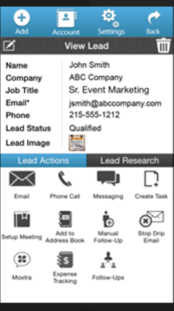 MLeads screenshot: MLeads follow-up communication