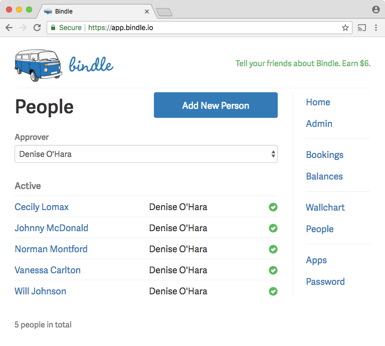 Bindle Software - In Bindle, each employee can be assigned an approver who reviews their requests for time-off