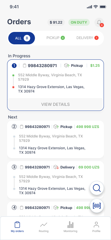 Shipox DMS Software - Orders - Driver App