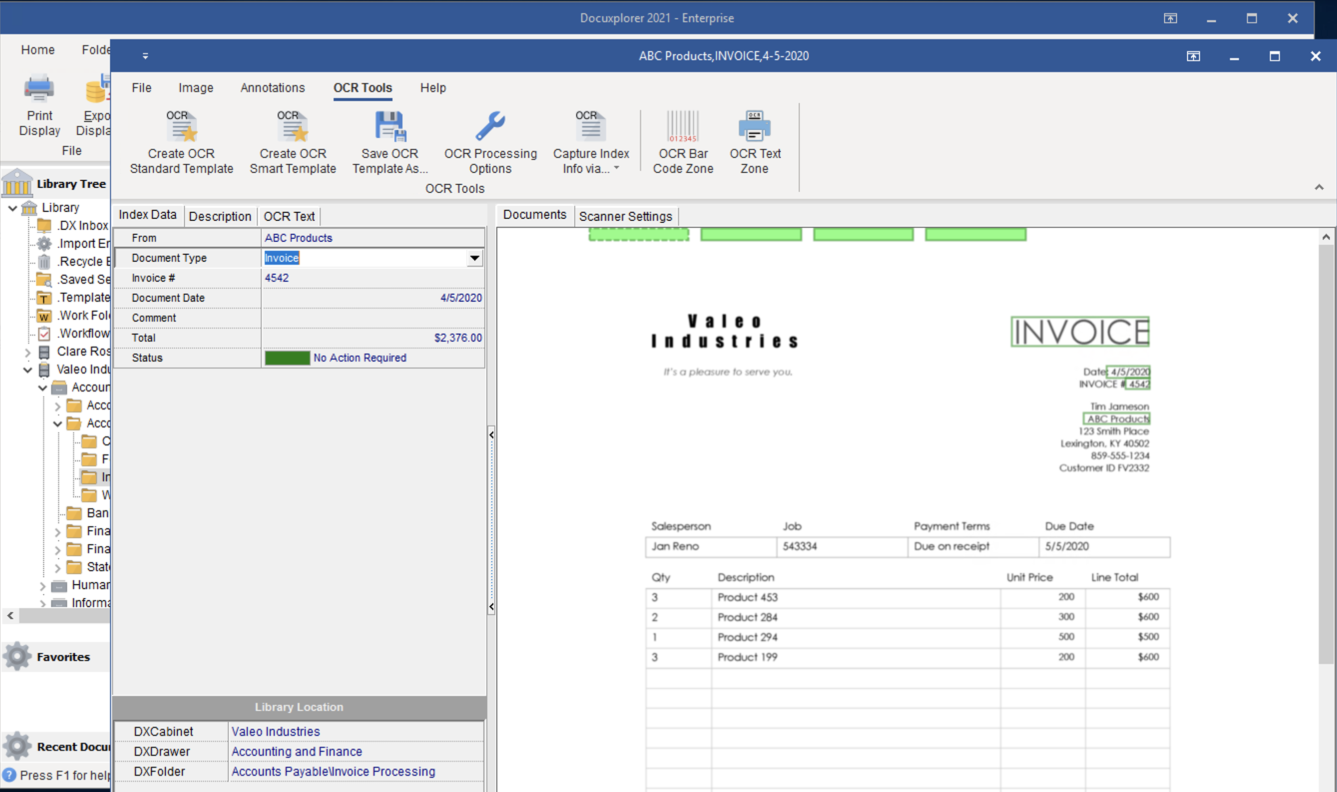 DocuXplorer Software - Input metadata manually or let our Smart Capture process automatically tag and file away documents you process time and again.