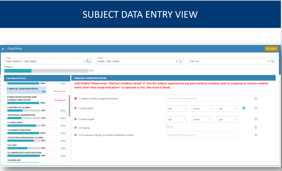 eClinical Suite data entry