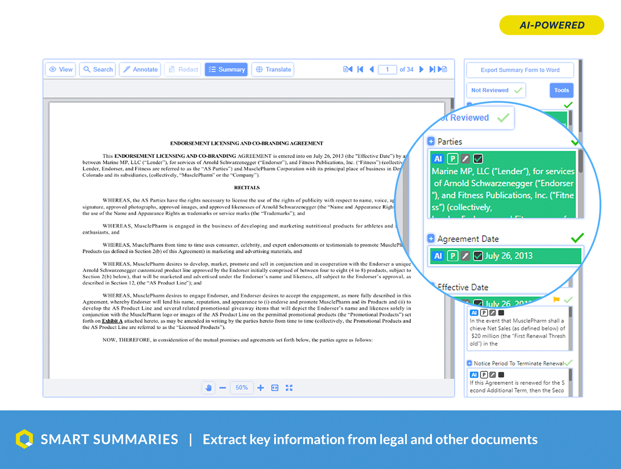 Imprima Virtual Data Room Software - Extract key information from legal and other documents. The AI is powered by Large Language Models, and therefore works across languages and is unparalleled in its accuracy and reliability.