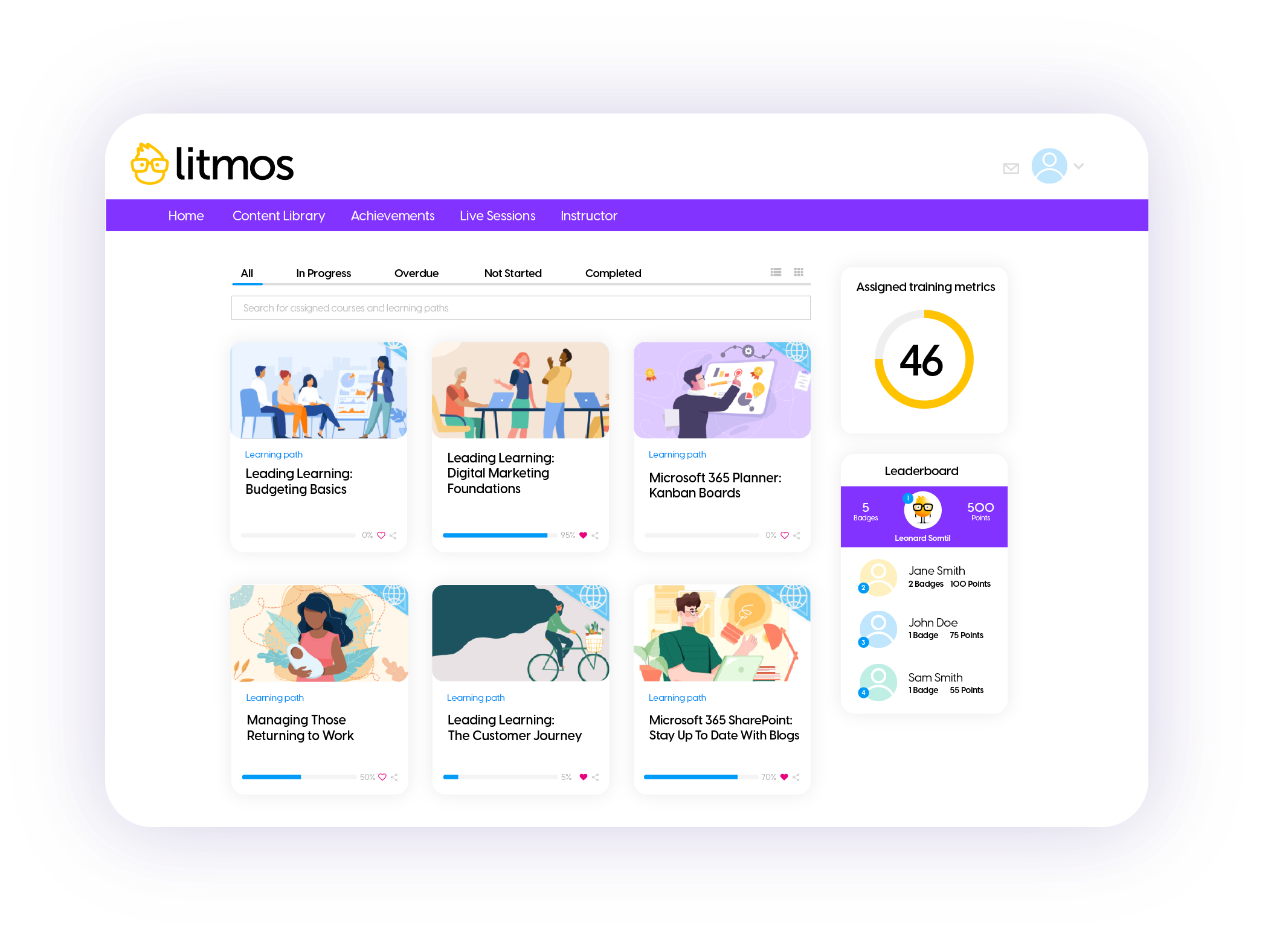 Litmos Software - Learner Dashboard