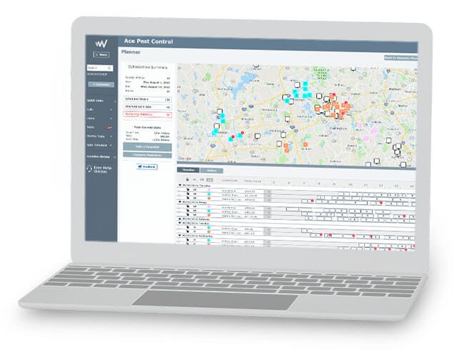 PestPac Software - Using an industry-leading, proprietary algorithm, RouteOp increases operational efficiencies through scheduling algorithms that ensure customers are serviced promptly and that techs are dispatched efficiently.