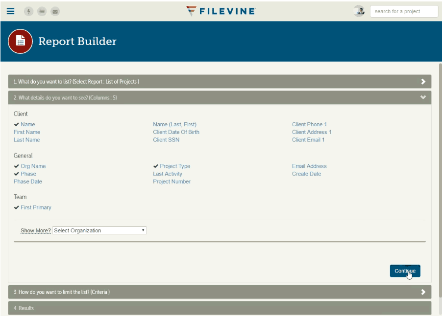Report Builder features allow users to build customized reports