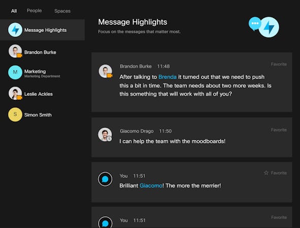 Webex screenshot: Message highlights
