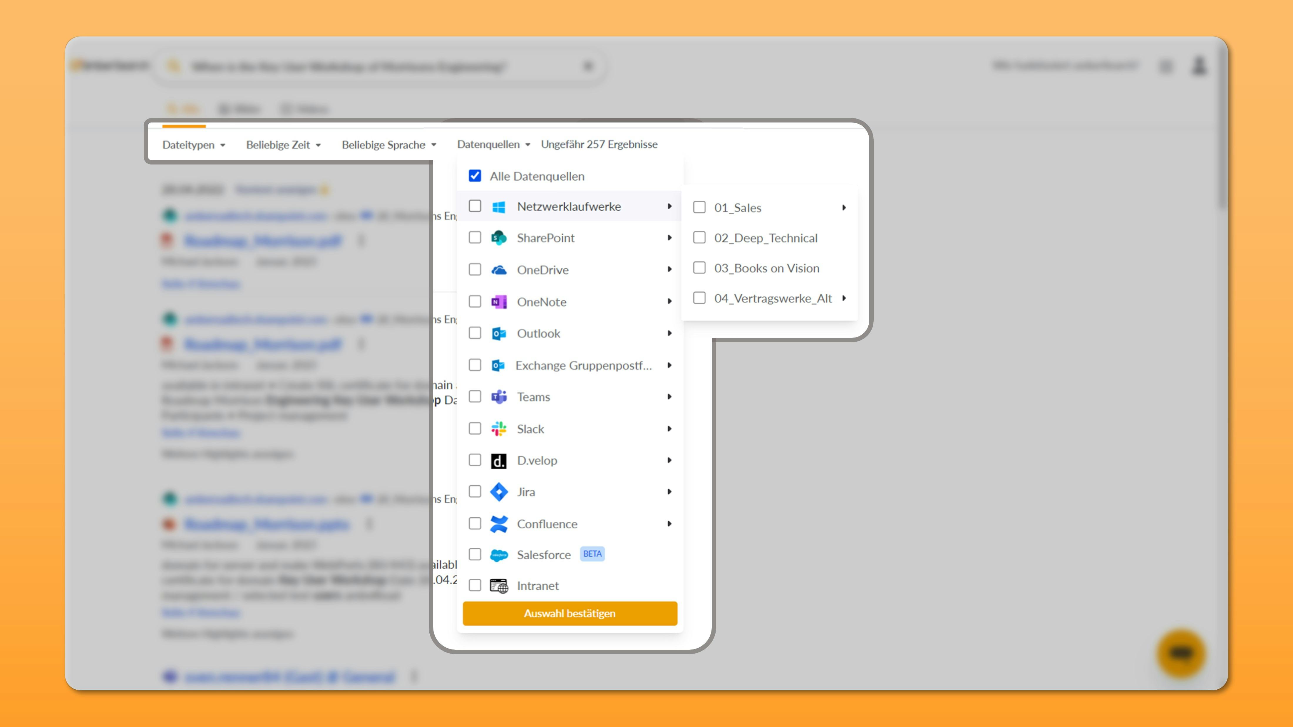 amberSearch Software - Possible Filter Options