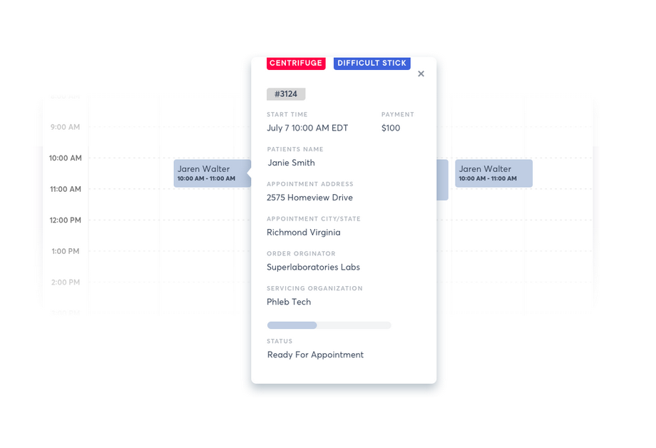 Calendar-based appointment scheduling provides visibility into which team member is assigned and then currently servicing each appointment