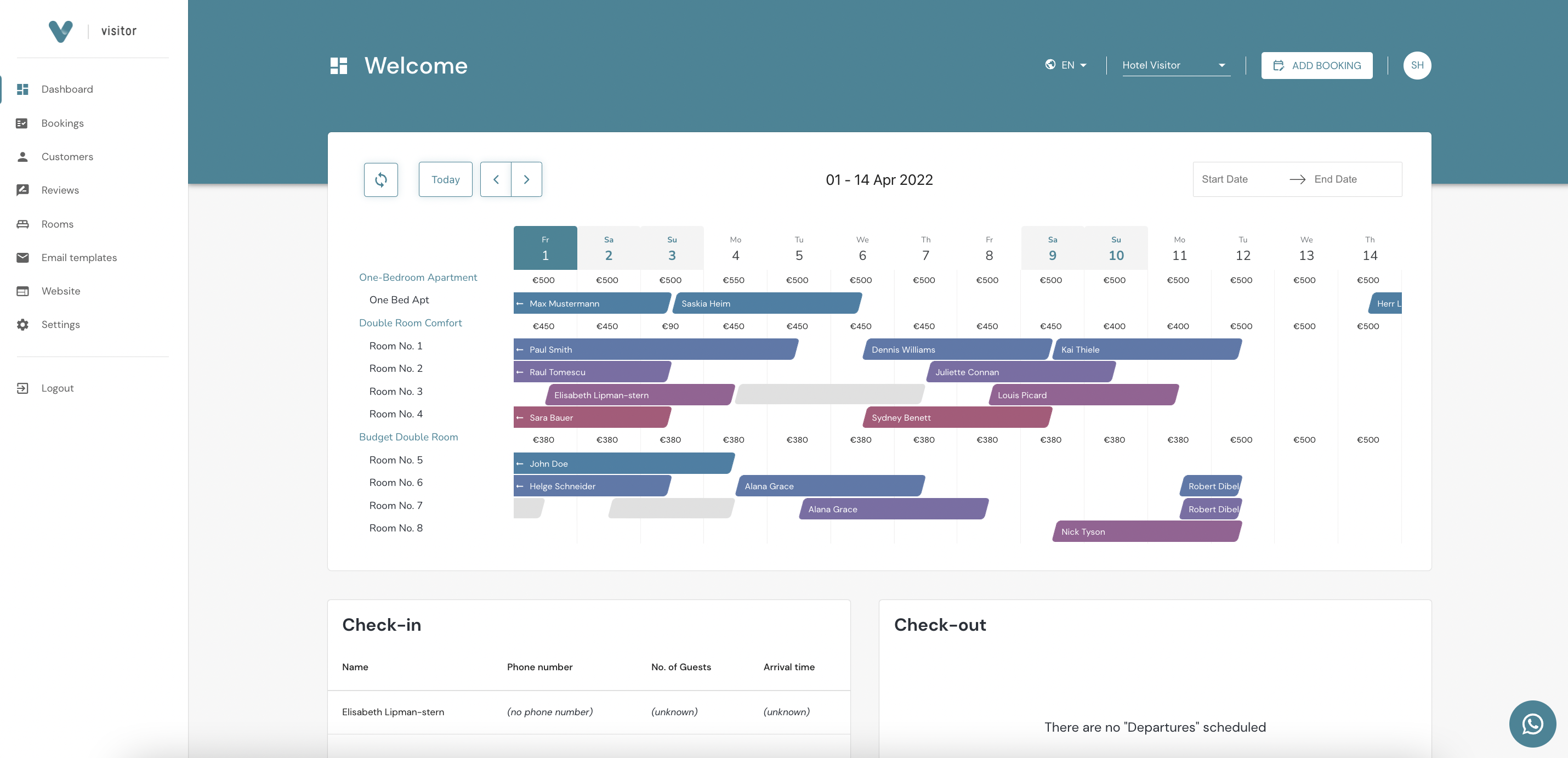 Visitor screenshot: Visitor view bookings
