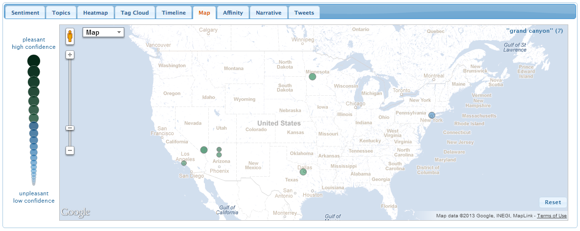 NCSU Tweet Sentiment Visualization App map screenshot