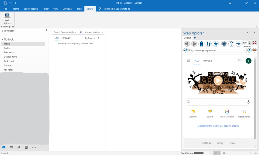 Web Xplorer Shown In Microsoft OutlookTask Pane.