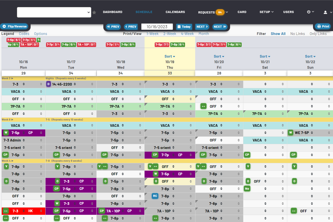 myStaffSchedule screenshot: myStaffSchedule schedules