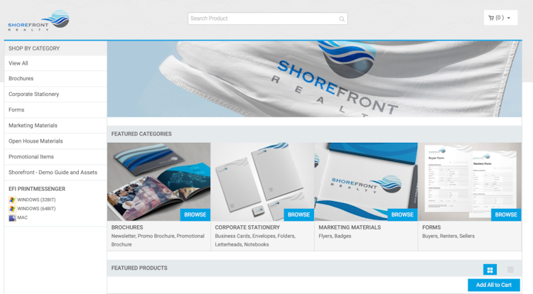 MarketDirect StoreFront screenshot: The platform enables users to build web stores with custom templates
