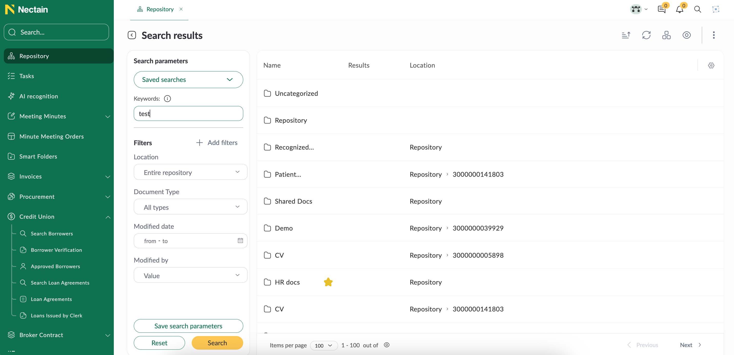 Nectain screenshot: Nectain search by keyword