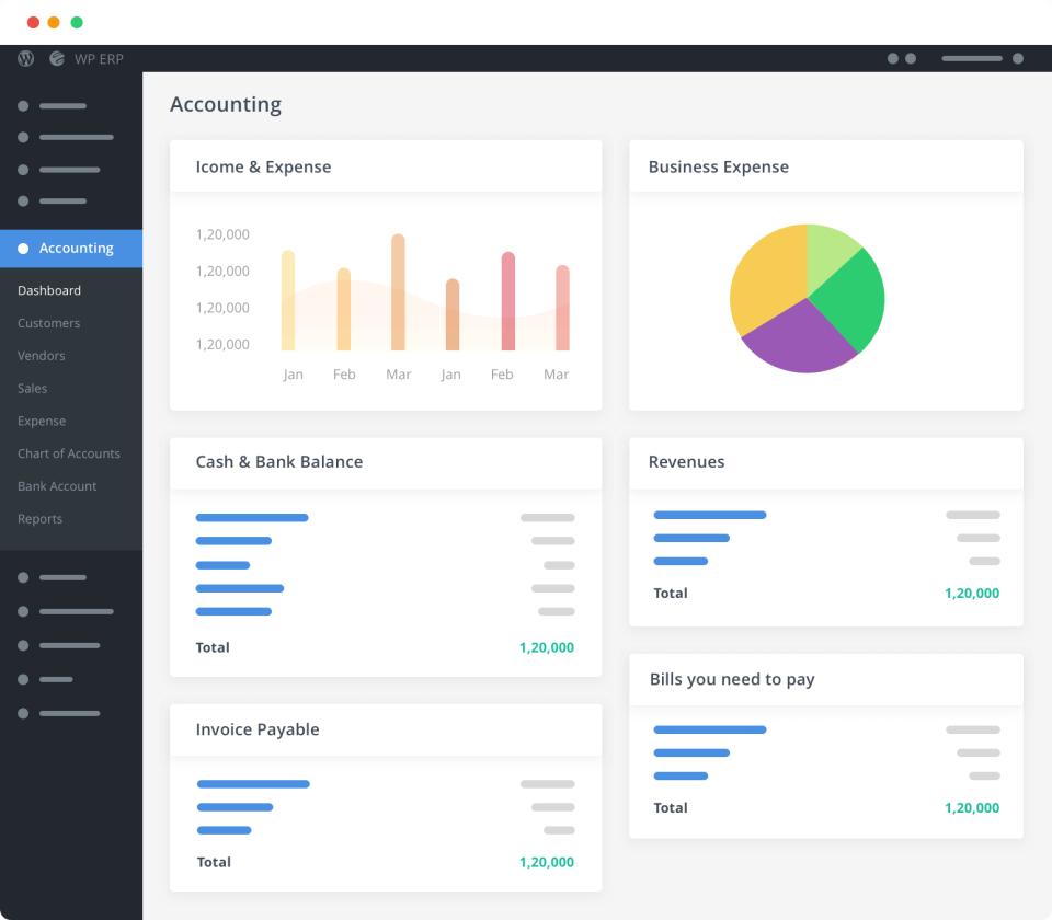 WP ERP screenshot: WP ERP accounting