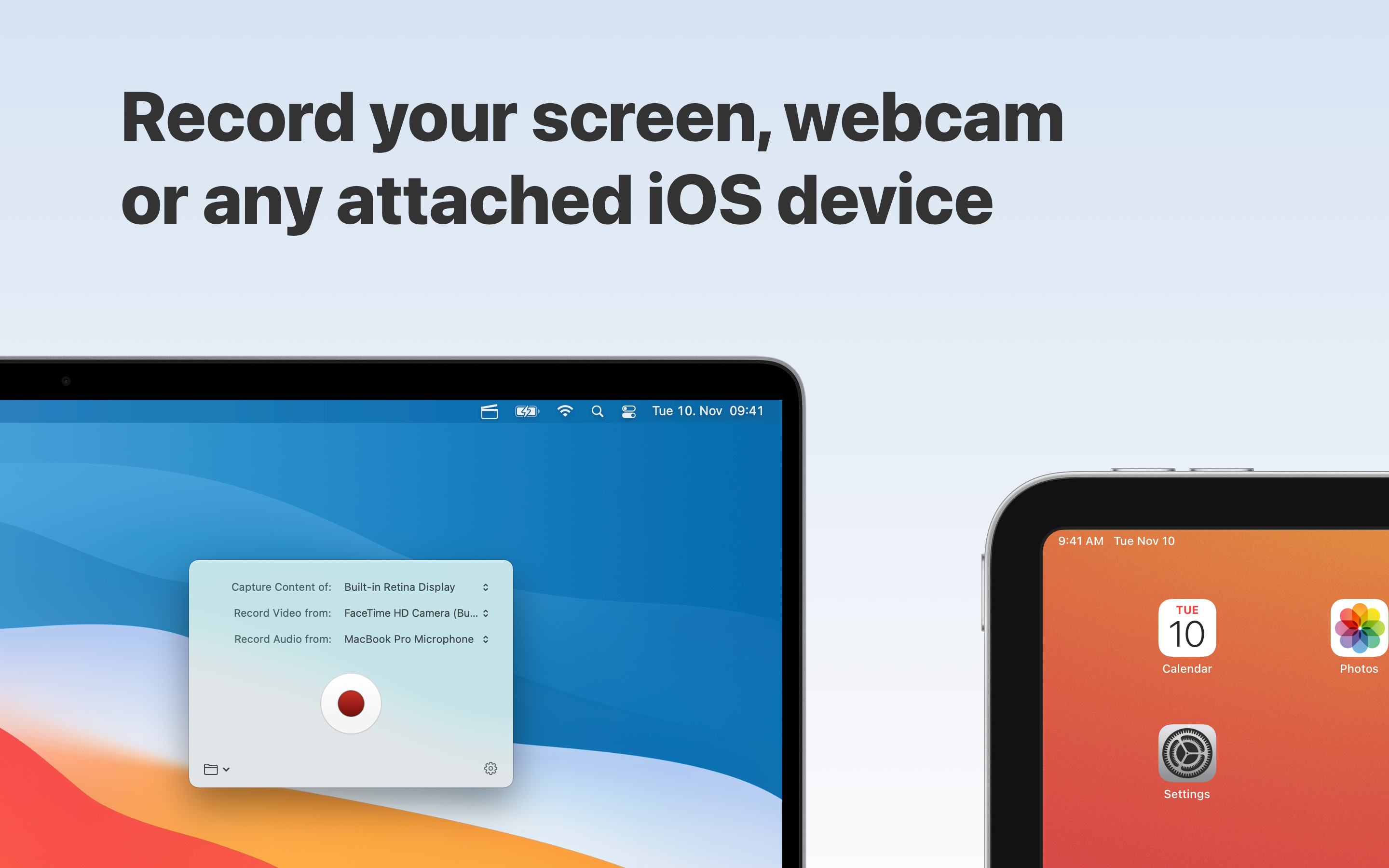 Record your screen, webcam or any attached iOS device-thumb