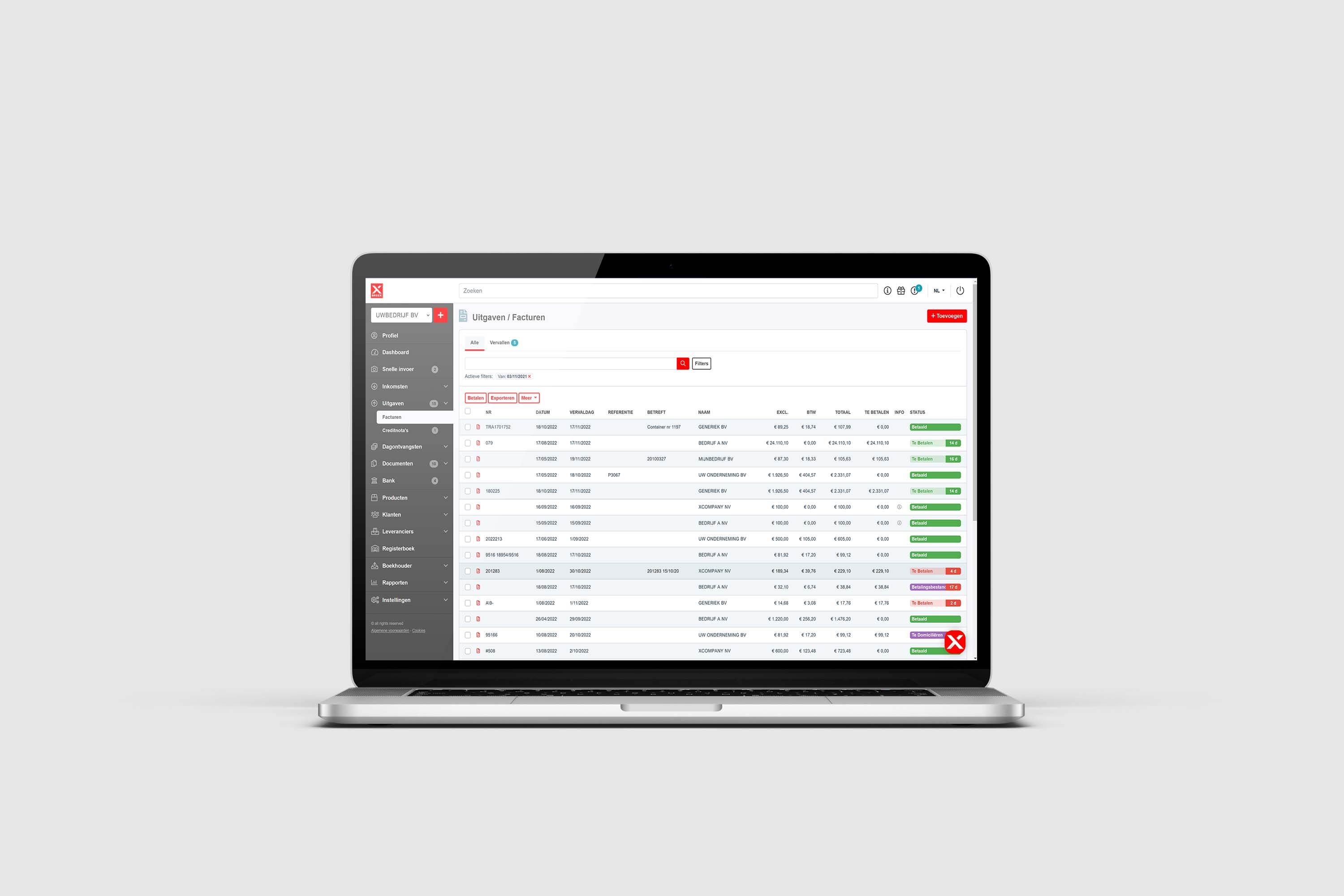MYBREEX screenshot: MYBREEX invoice tracking