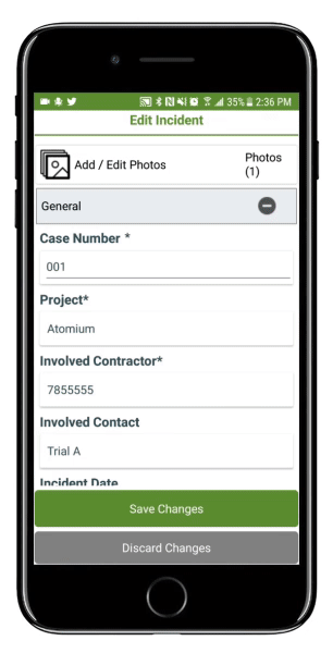 SafetyNet screenshot: Mobile data collection for safety inspections and observations