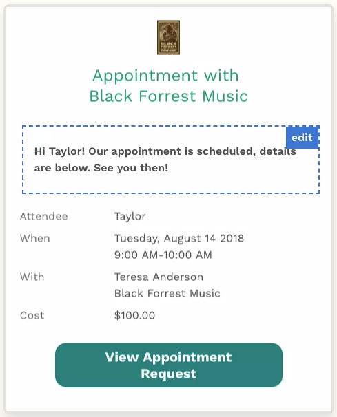 Customizable appointment confirmations