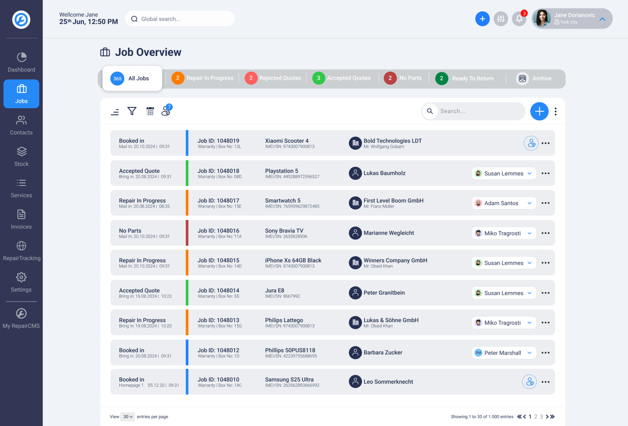 RepairCMS Ultimate screenshot: RepairCMS repair ticketing system 