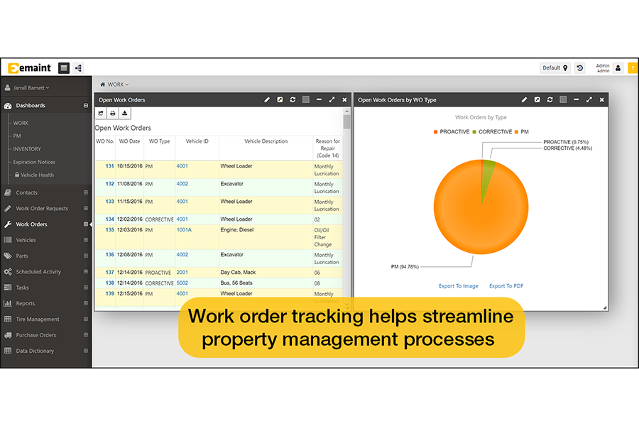 eMaint CMMS Software - Work order tracking helps streamline property management processes.