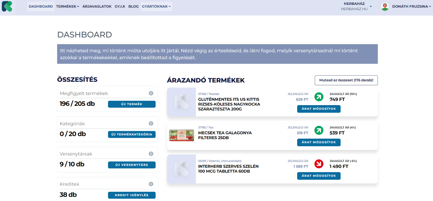 PriceKit screenshot: Dashboard with pricing suggestions