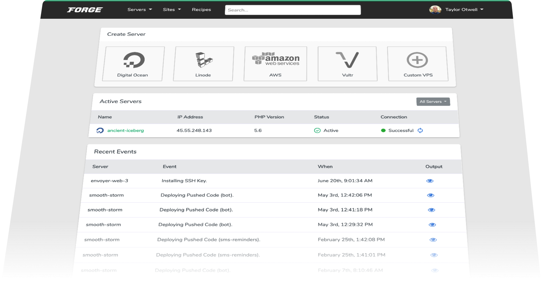 Forge screenshot: Laravel Forge
