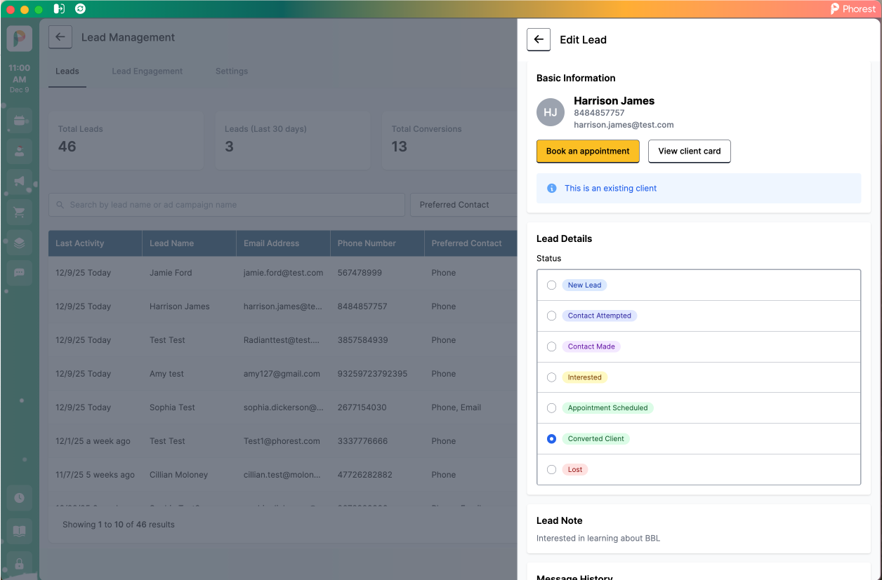 Phorest Software - Lead Management