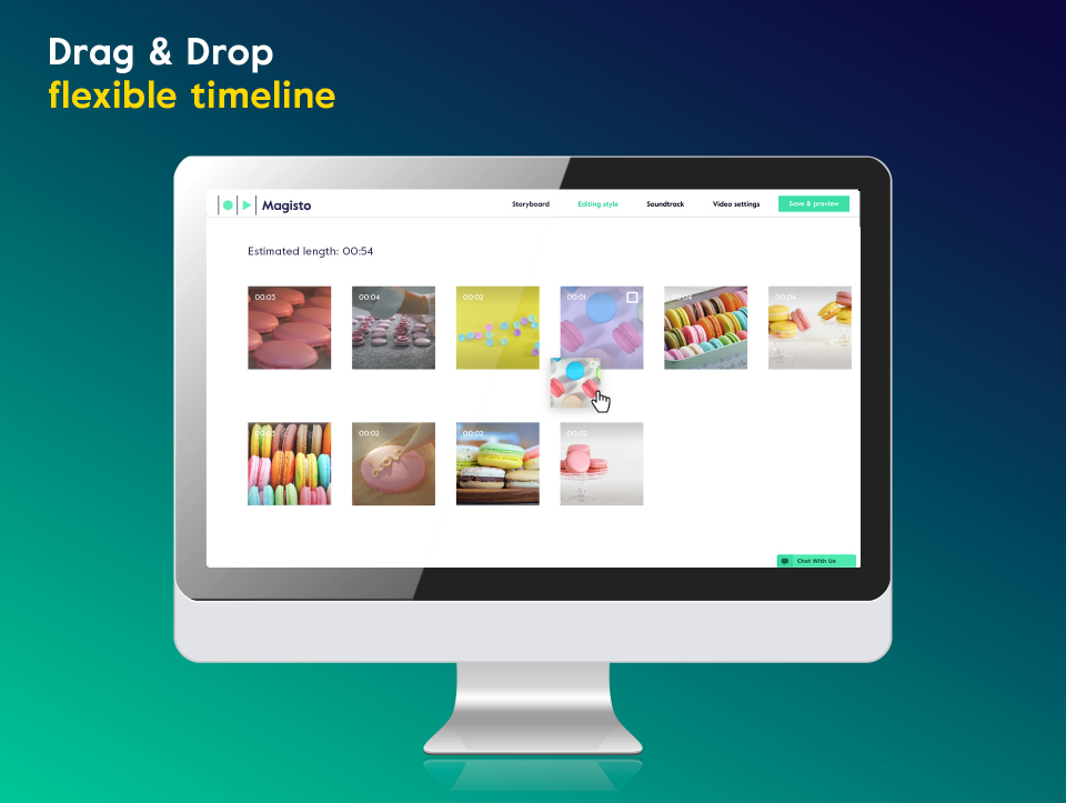 Magisto Software - Drag and drop editor with customized images