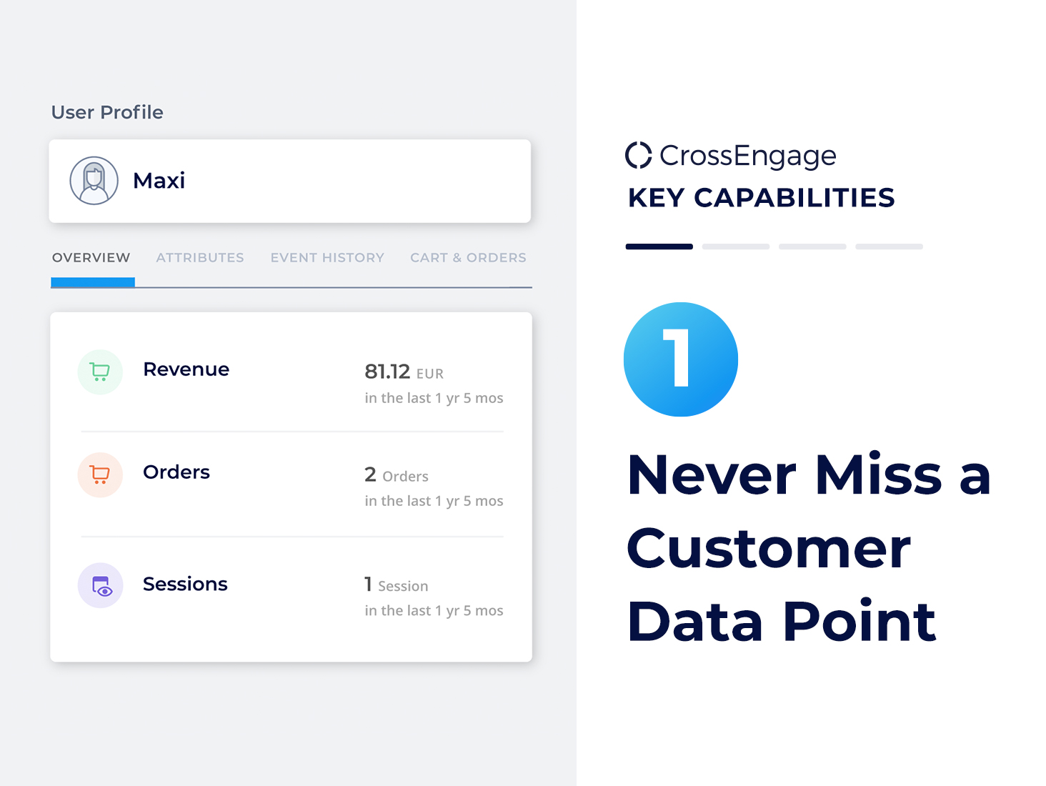 CrossEngage screenshot: Never Miss a Customer Data Point