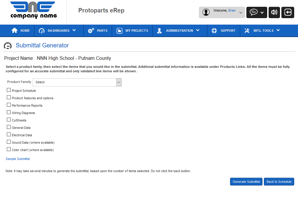 eRep CPQ Software - One Click Submittal (tm) Generator saves sales reps time by instantly preparing the sales and technical information to attach to the quote for customer approval.