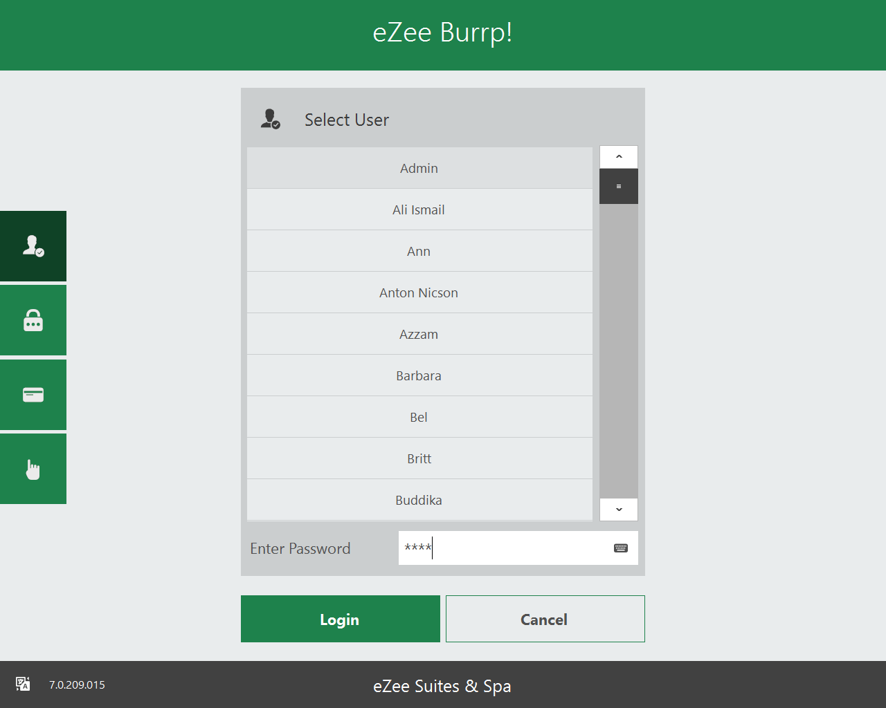 eZee Burrp! screenshot: eZee Burrp! user login